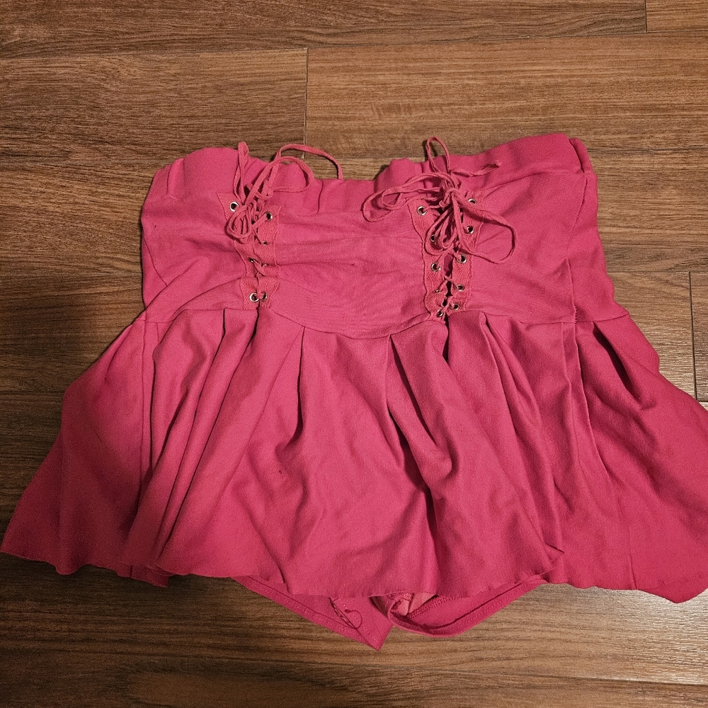 Women's Pink Lace-Up Skort